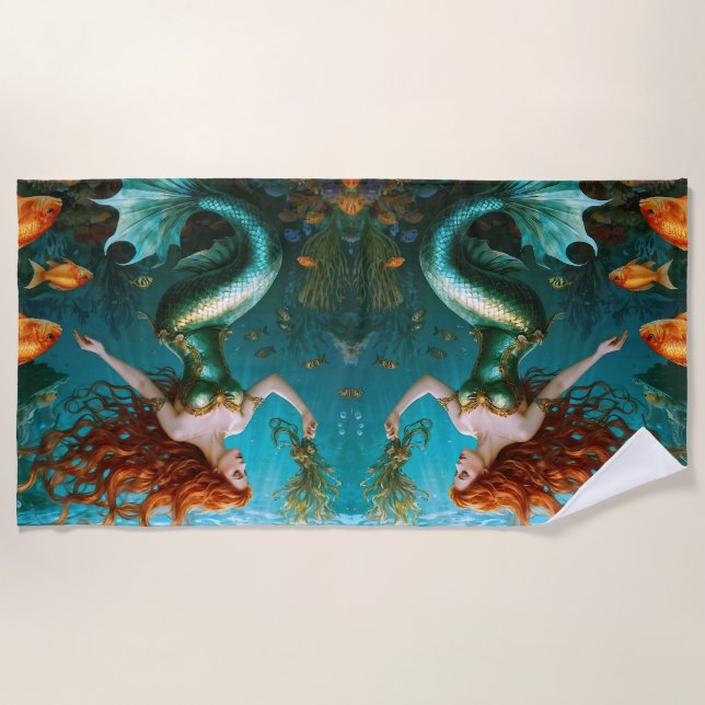 “Marielle” – Beautiful Dancing Mermaid Beach Towel (Front)