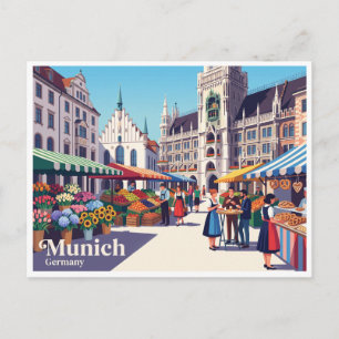 Marienplatz Farmers Market Munich Germany Postcard