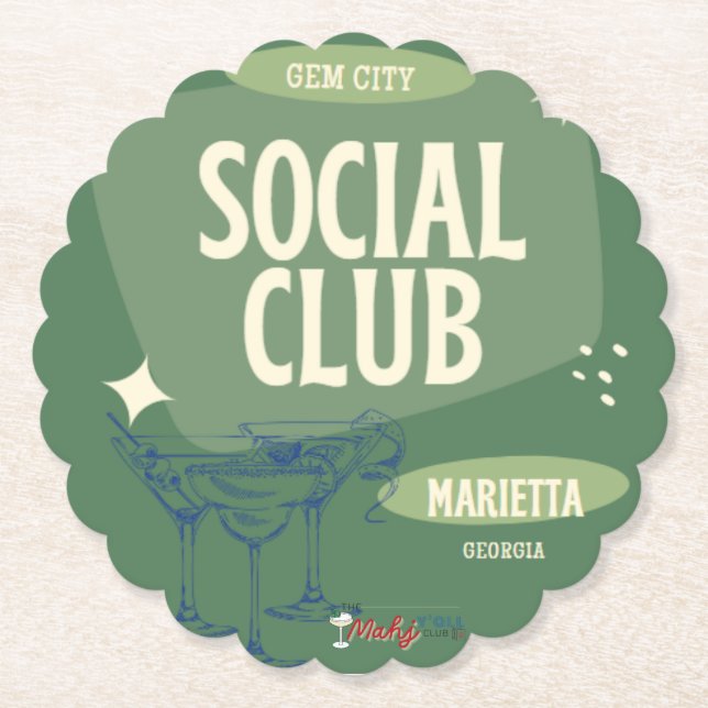 MARIETTA GEM CITY Social Club By The MahjMarket Paper Coaster (Front)