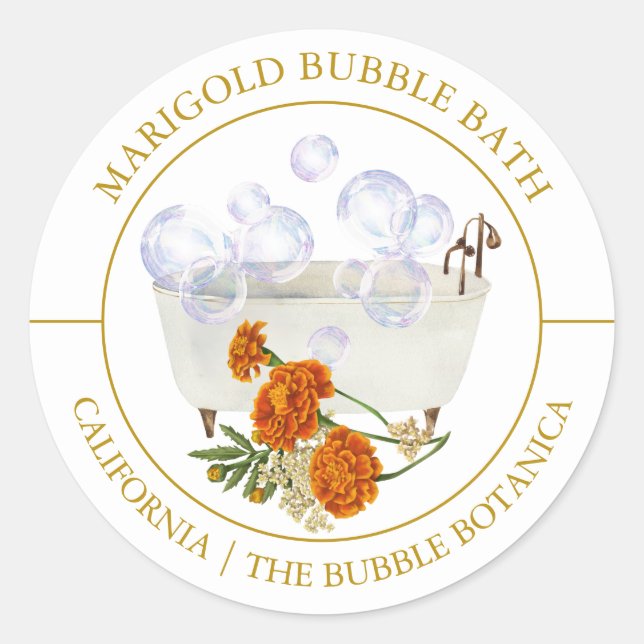 Marigold Bubble Bath label (Front)