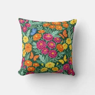 Marigold Butterflies Throw Pillow
