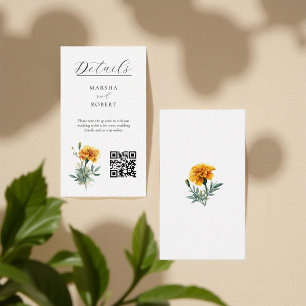 Marigold Elegant Watercolor Floral Yellow Wedding  Enclosure Card