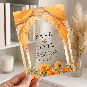 Marigold Floral Indian Hindu Wedding Save the Date Acrylic Invitations