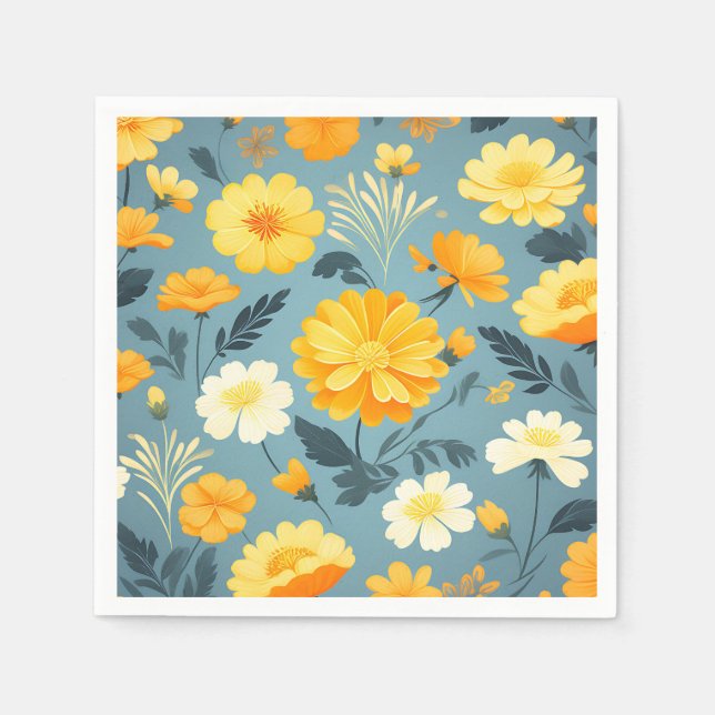 Marigold Floral Pattern Napkin (Front)