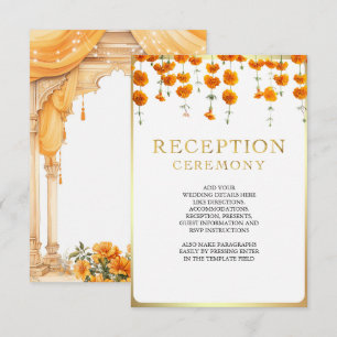 Marigold Floral South Indian Wedding Reception Enclosure Card