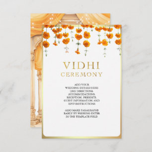 Marigold Floral South Indian Wedding Vidhi Enclosure Card