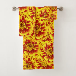 Marigold Flower Bath Towel Set