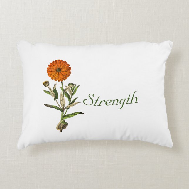 Marigold Flower Botanical Custom Pesonalized Decorative Cushion (Front)