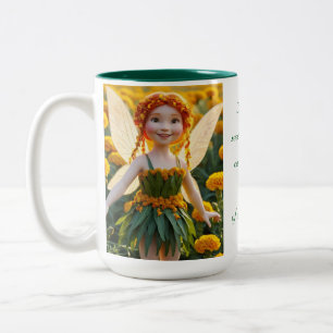 Marigold Flower Fairy  Two-Tone Coffee Mug