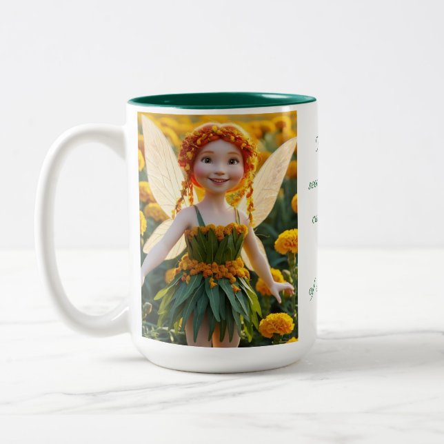 Marigold Flower Fairy  Two-Tone Coffee Mug (Left)