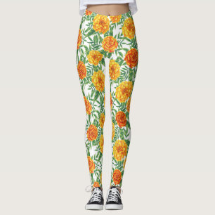 Marigold Flower Pattern Leggings