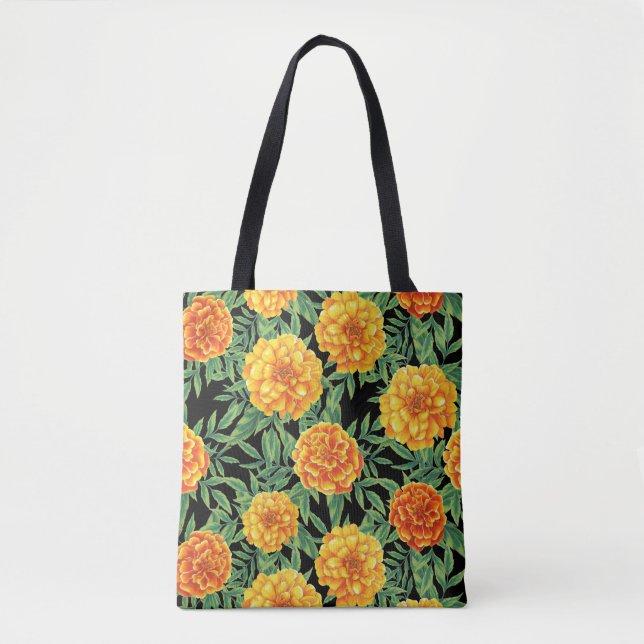 Marigold Flower Pattern Tote Bag (Front)