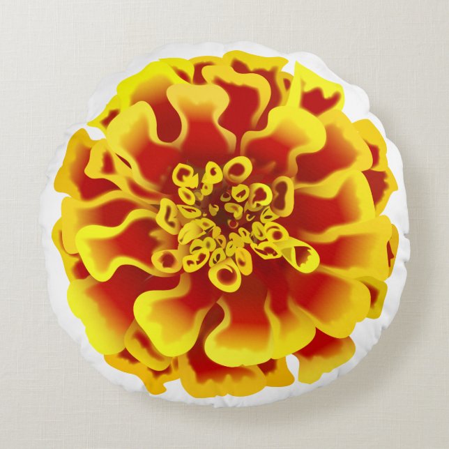 Marigold Flower Round Cushion (Front)