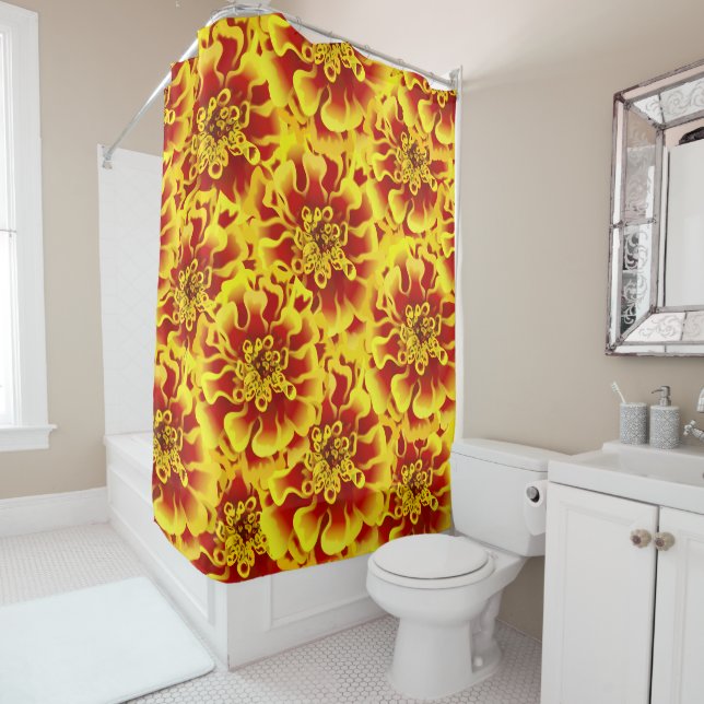 Marigold Flower Shower Curtain (In Situ)