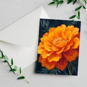 Marigold Flower Watercolor Floral Painted Card