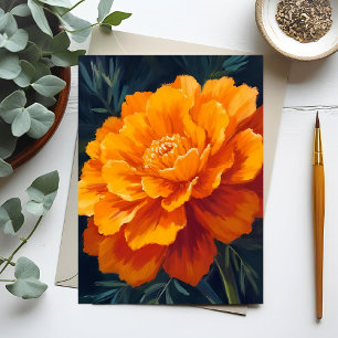 Marigold Flower Watercolor Floral Painted Postcard