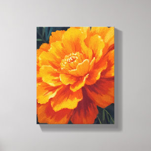 Marigold Flower Watercolor Floral Painting Canvas Print
