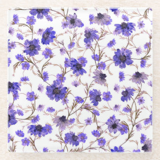Marigold flowers, floral seamless wallpaper glass coaster