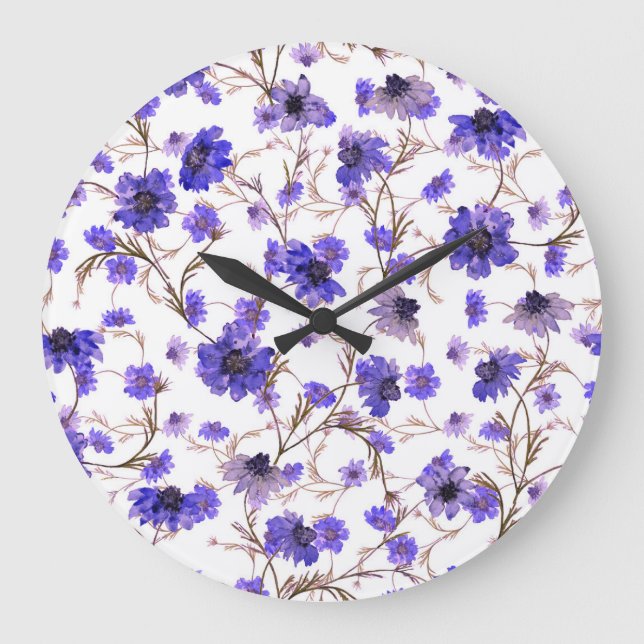 Marigold flowers, floral seamless wallpaper large clock (Front)