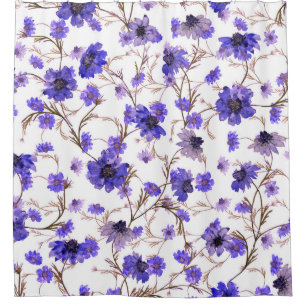 Marigold flowers, floral seamless wallpaper shower curtain