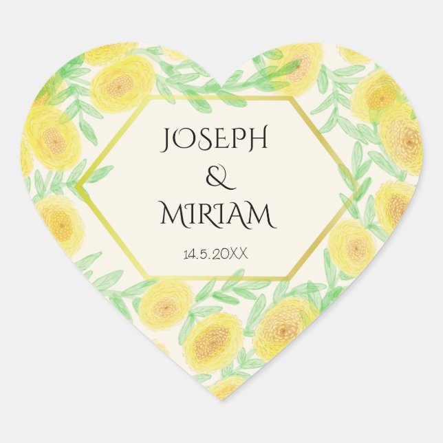 Marigold Flowers Frame Autumn Wedding Sticker (Front)