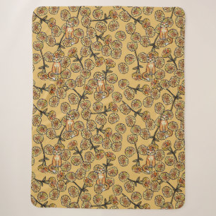 Marigold Flowers Ginger Cat Sherpa Blanket