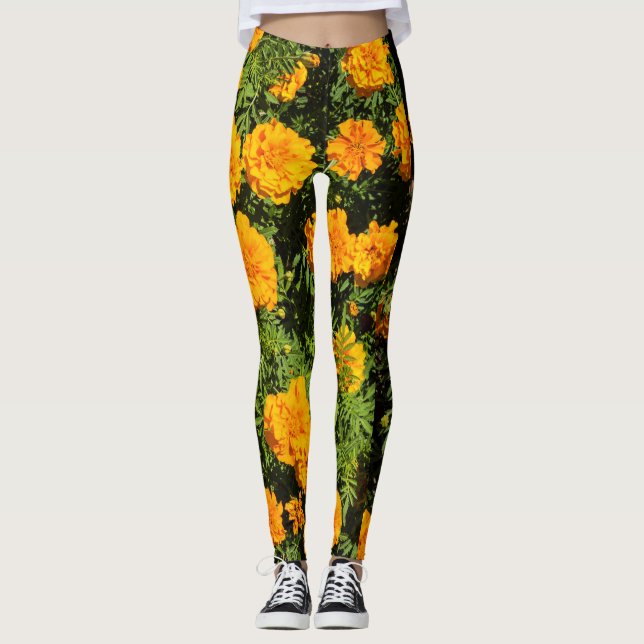 Marigold flowers leggings (Front)