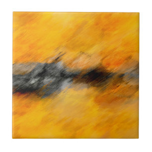 Marigold , grey and burnt lemon abstract ceramic tile