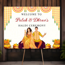 Marigold Joint Haldi ceremony welcome sign