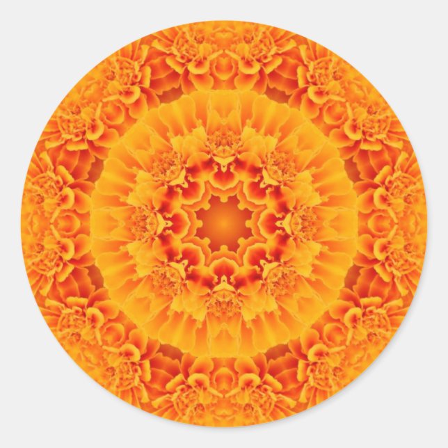 Marigold Mandala Classic Round Sticker (Front)
