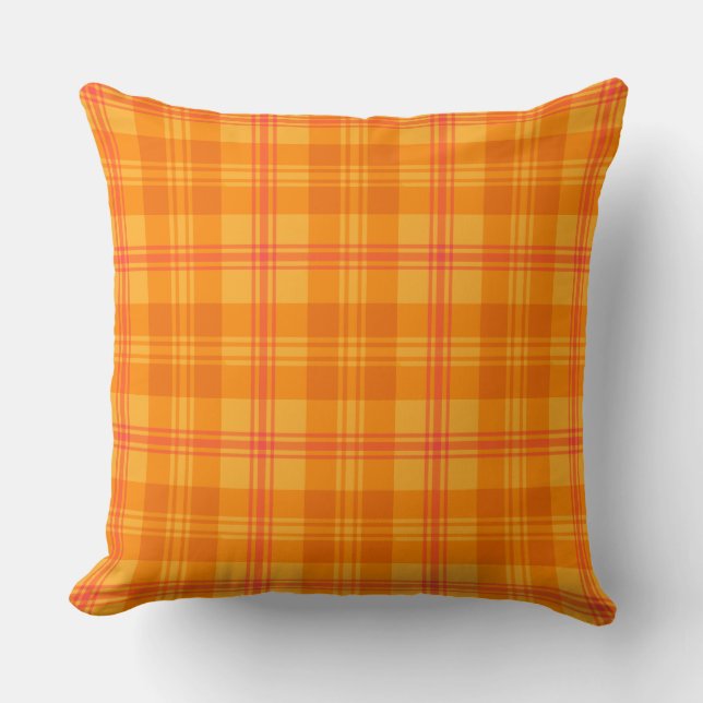 Marigold Medley Orange Tartan Pillow or Cushion (Front)