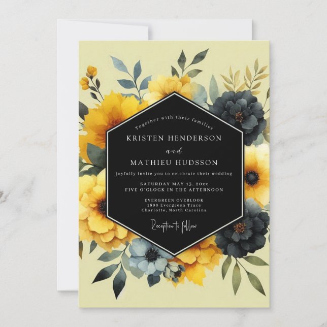 Marigold Noir Luminous Wedding Invitation (Front)
