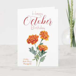 Marigold October Birth Flower Birthday Card
