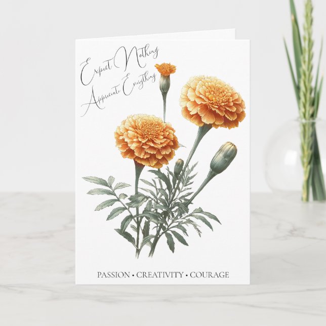 Marigold October Birth Flower Birthday Card (Front)