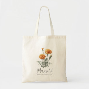 Marigold October Birth Flower Custom Personalised Tote Bag