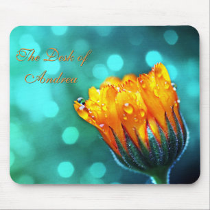 Marigold on Aqua Mouse Pad