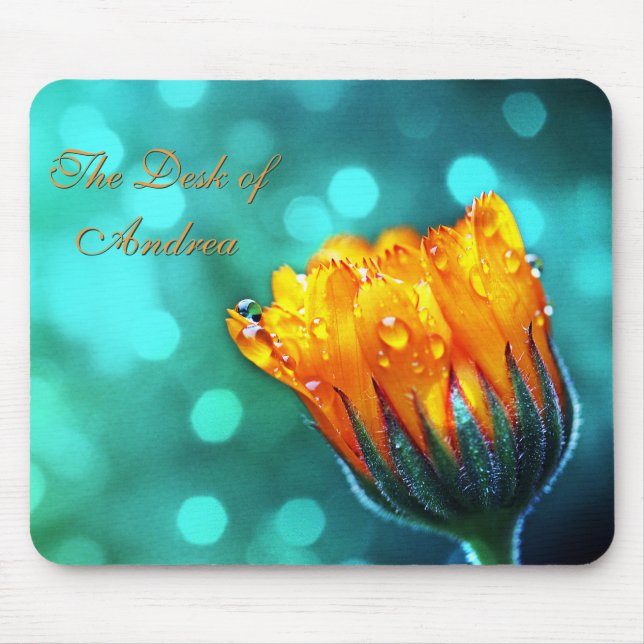 Marigold on Aqua Mouse Pad (Front)
