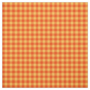 Marigold Orange and Yellow Check Gingham Pattern Fabric