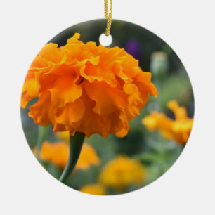 Marigold Orange Flower Nature Photography Garden Ceramic Ornament
