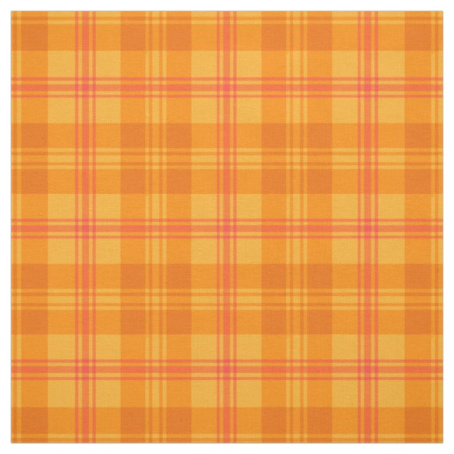 Marigold Orange, Red and Yellow Plaid Pattern Fabric (Swatch)