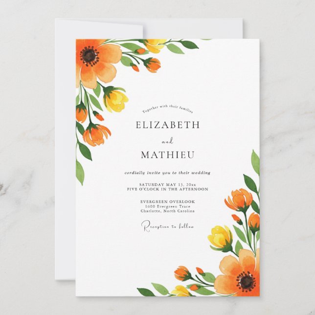 Marigold Radiant Summer Wedding Invitation (Front)