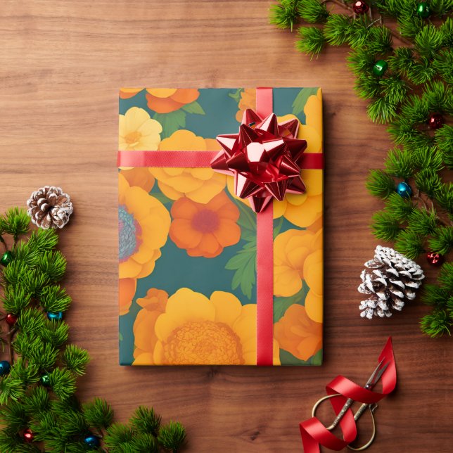 Marigold Rainbow Colourful Personalised Pattern Wrapping Paper (Holiday Gift)