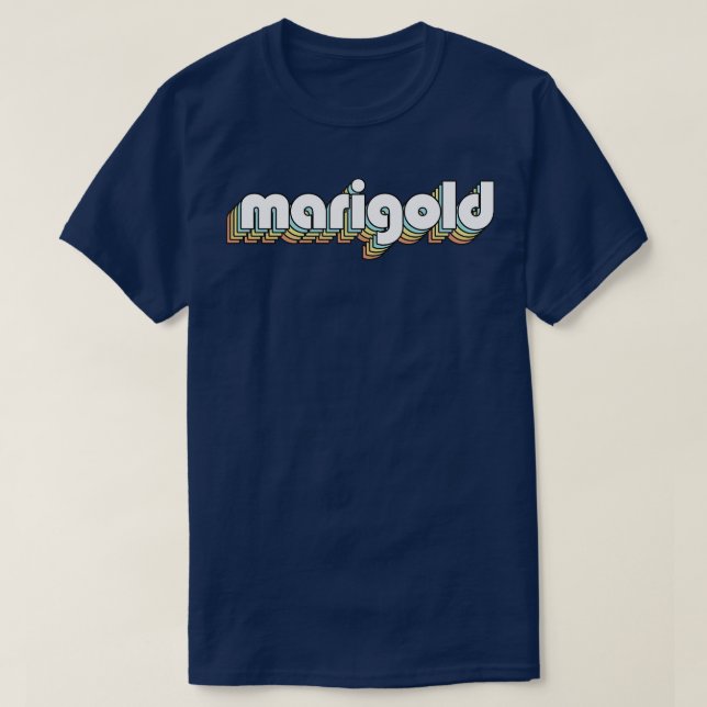 Marigold Retro Rainbow Typography Faded Style T-Shirt (Design Front)