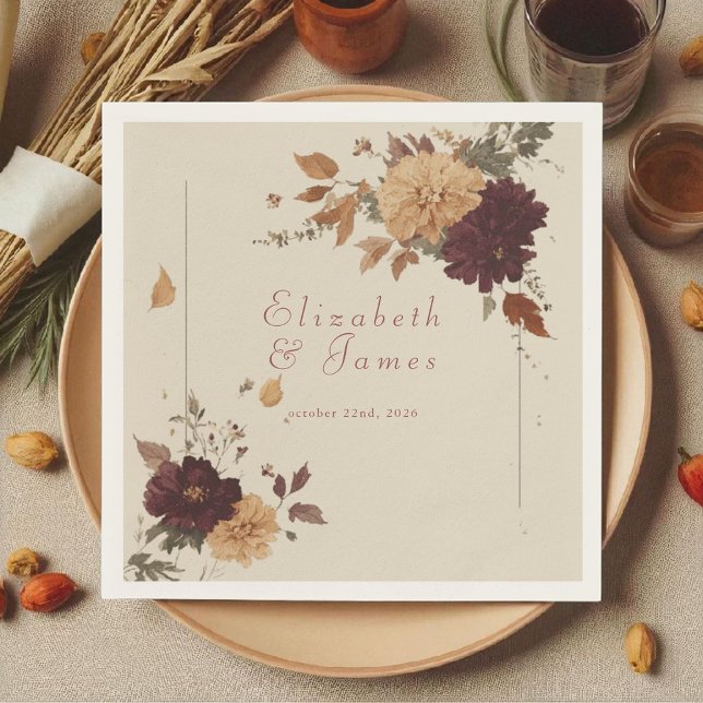 Marigold Rustic Boho Autumn Floral Wedding Napkin (Creator Uploaded)