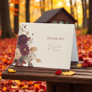 Marigold Rustic Boho Autumn Floral Wedding Thank You Card