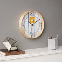 Marigold Rustic Monogram Clock