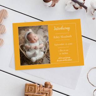 Marigold Simple Photo Birth Announcement
