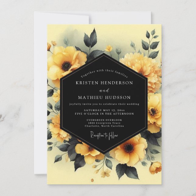 Marigold Slate Moody Wedding Invitation (Front)