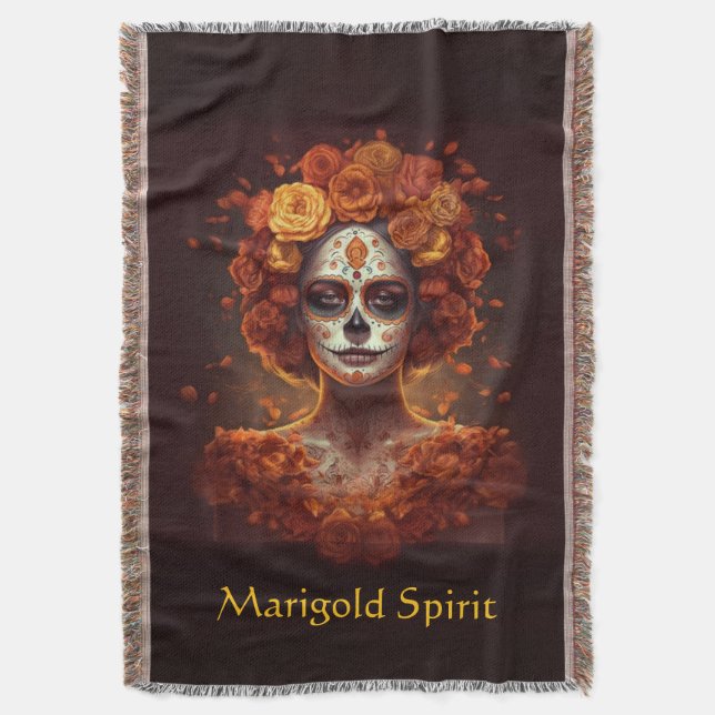 Marigold Spirit, custom Throw Blanket (Front Vertical)