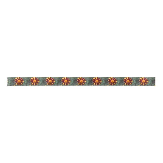 Marigold Velvet Rich Red Yellow Flower Satin Ribbon (Front)